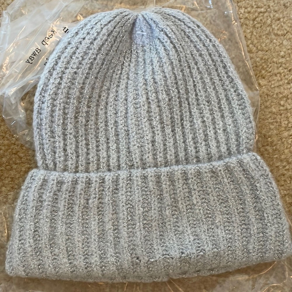 NWT - Rib Solid Beanie With Lurex